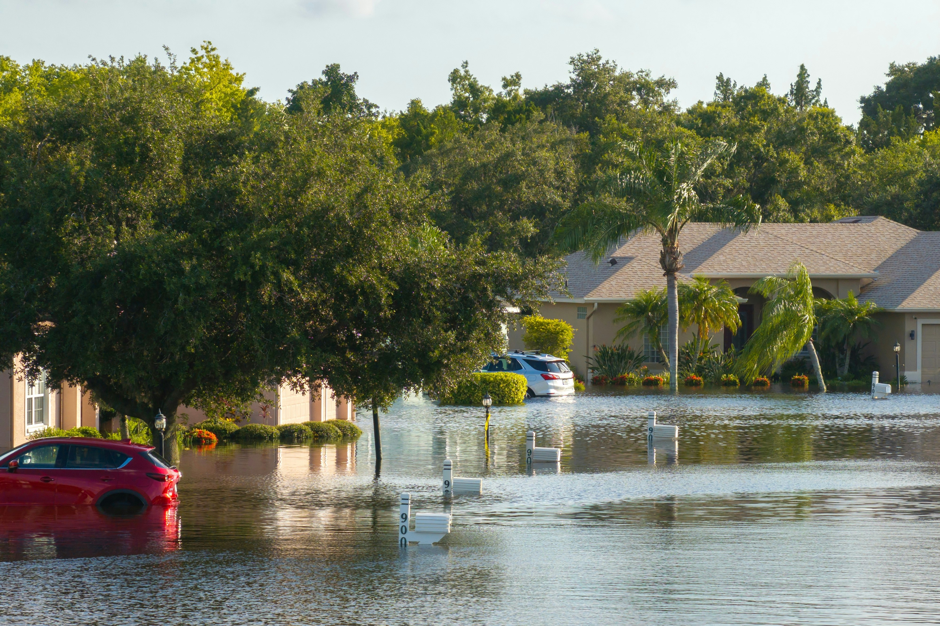flooded residential street